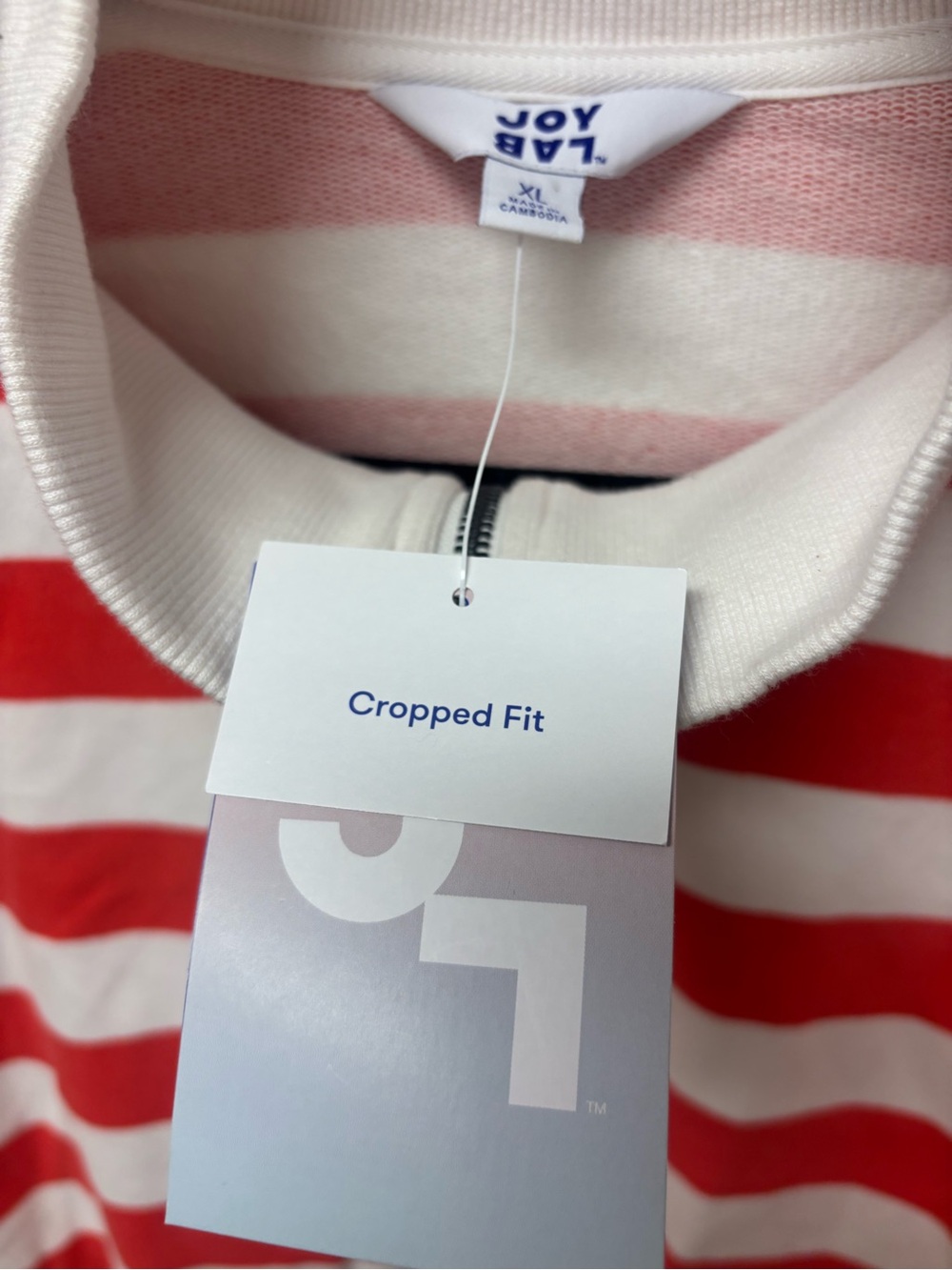 JoyLab NWT Women's Red & White Striped Half-Zip Sweater - Picture 3 of 7